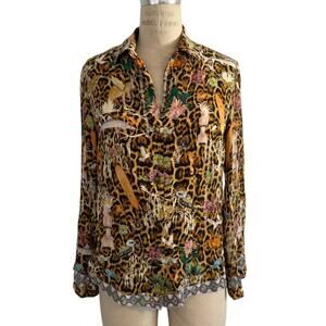 Camilla Button Down Top Fauna Electra Embellished Size S‎